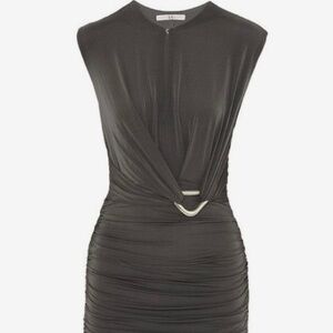 Halston Heritage Gray Sleeveless Ruched Dress